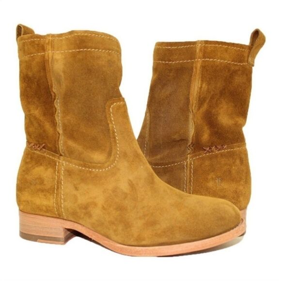 Frye Cara Wheat Suede Short Ankle Booties 5.5 B - Picture 1 of 8